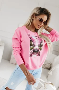 BLUZA BAWEŁNIANA AUTKO KWIATY ŁOSOSIOWA