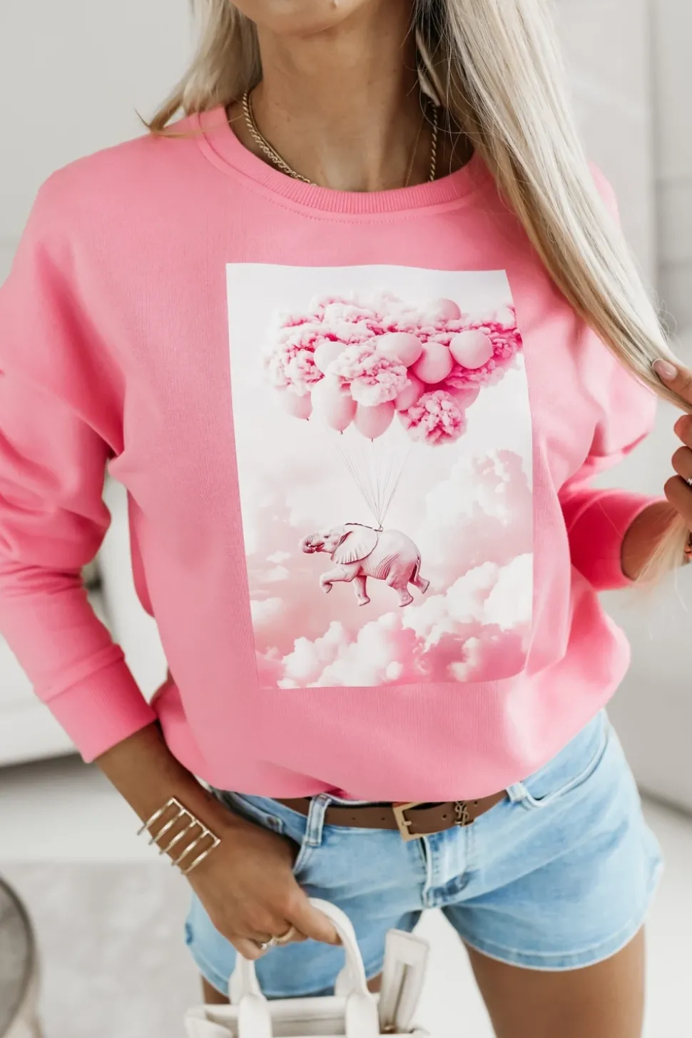 BLUZA BAWEŁNIANA ELEPHANT ŁOSOSIOWA