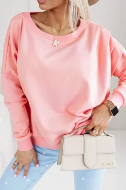 BLUZA BAWEŁNIANA HANA Z MARSZCZENIAMI NA RAMIONACH MORELOWA