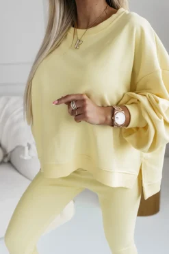 BLUZA BAWEŁNIANA MERRY OVERSIZE ASYMETRYCZNA Z ROZCIĘCIAMI PO BOKACH ŻÓŁTA