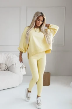 BLUZA BAWEŁNIANA MERRY OVERSIZE ASYMETRYCZNA Z ROZCIĘCIAMI PO BOKACH ŻÓŁTA