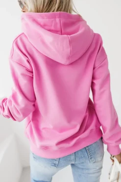 BLUZA BAWEŁNIANA Z MINIMALISTYCZNYM NAPISEM RÓŻOWA