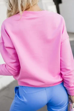 BLUZA BAWEŁNIANA Z NADRUKIEM VACATION RÓŻOWA