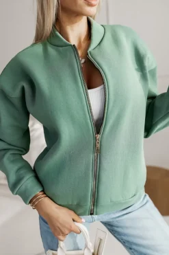 BLUZA BOMBERKA OCIEPLANA ZAPINANA NA SUWAK ZIELONA