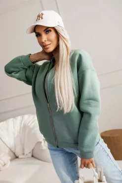 BLUZA BOMBERKA OCIEPLANA ZAPINANA NA SUWAK ZIELONA