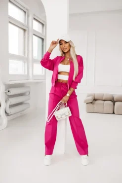 BLUZA BOMBERKA REDIAL Z WISKOZY ZAPINANA NA ZAMEK MOCNY RÓŻ