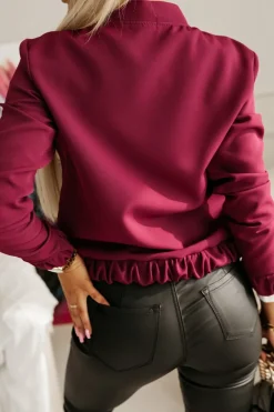 BLUZA BOMBERKA ZIP BURGUNDOWA