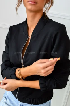 BLUZA BOMBERKA ZIP CZARNA