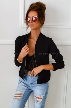 BLUZA BOMBERKA ZIP CZARNA