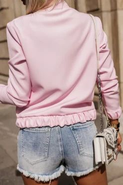 BLUZA BOMBERKA ZIP LANDRYNKOWY RÓŻ