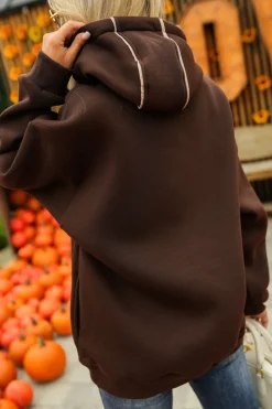 BLUZA DRESOWA BAWEŁNIANA KLOE Z KAPTUREM CZEKOLADOWA