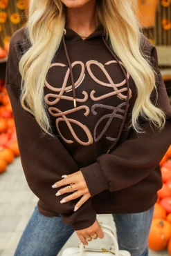 BLUZA DRESOWA BAWEŁNIANA KLOE Z KAPTUREM CZEKOLADOWA