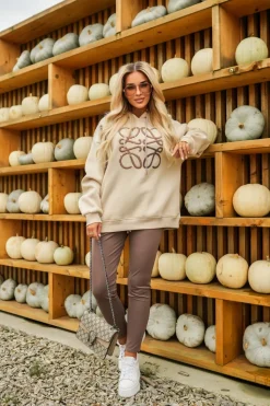 BLUZA DRESOWA BAWEŁNIANA KLOE Z KAPTUREM BEŻOWA