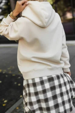 BLUZA DRESOWA BAWEŁNIANA KANGURKA Z KAPTUREM BEŻOWA