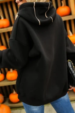 BLUZA DRESOWA BAWEŁNIANA KLOE Z KAPTUREM CZARNA