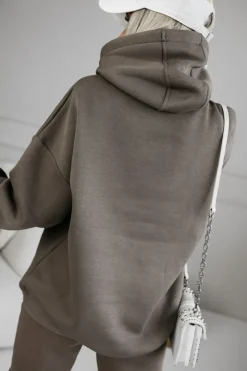 BLUZA DRESOWA MICKY OCIEPLANA Z KAPTUREM BRĄZOWA