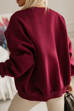 BLUZA DRESOWA OCIEPLANA TIGER Z NADRUKIEM BAMBI BURGUNDOWA