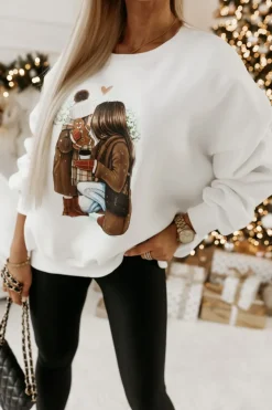 BLUZA DRESOWA OCIEPLANA TIGER Z NADRUKIEM BIAŁA