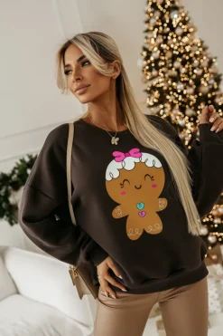 BLUZA DRESOWA OCIEPLANA TIGER Z NADRUKIEM PIERNICZEK BRĄZOWA