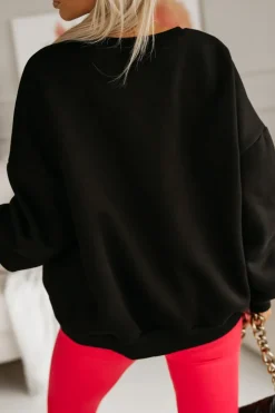 BLUZA DRESOWA OCIEPLANA TIGER Z NADRUKIEM CZARNA