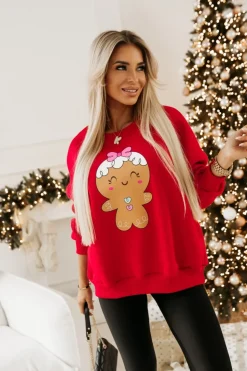BLUZA DRESOWA OCIEPLANA TIGER Z NADRUKIEM PIERNICZEK CZERWONA