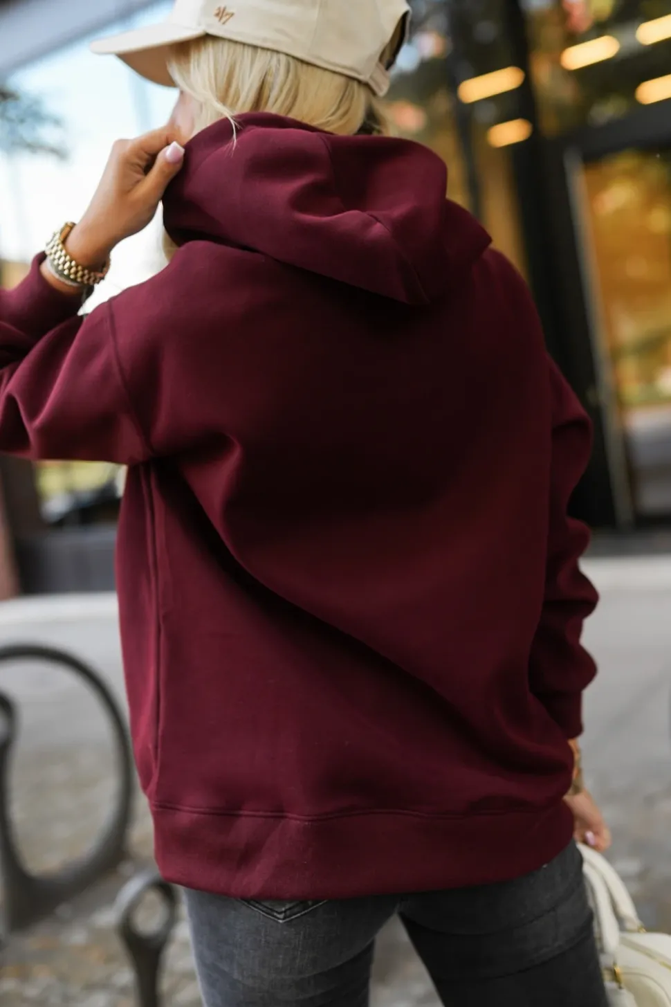 BLUZA DRESOWA Z KAPTUREM POSITIVE STATE BURGUNDOWA