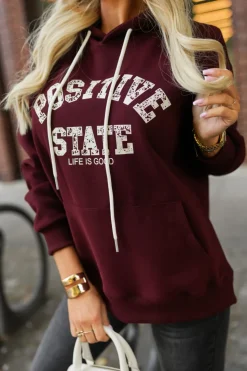 BLUZA DRESOWA Z KAPTUREM POSITIVE STATE BURGUNDOWA