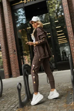 BLUZA KYLIE ZAPINANA NA ZAMEK Z KAPTUREM CZEKOLADOWA