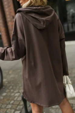 BLUZA Z KAPTUREM KATE O KROJU PARKI CZEKOLADOWA