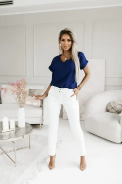 BLUZKA AMORE Z DEKOLTEM W SEREK GRANATOWA