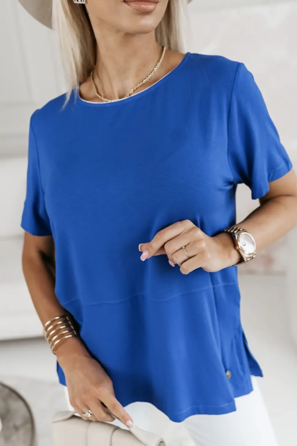 BLUZKA BASIC NIEBIESKA