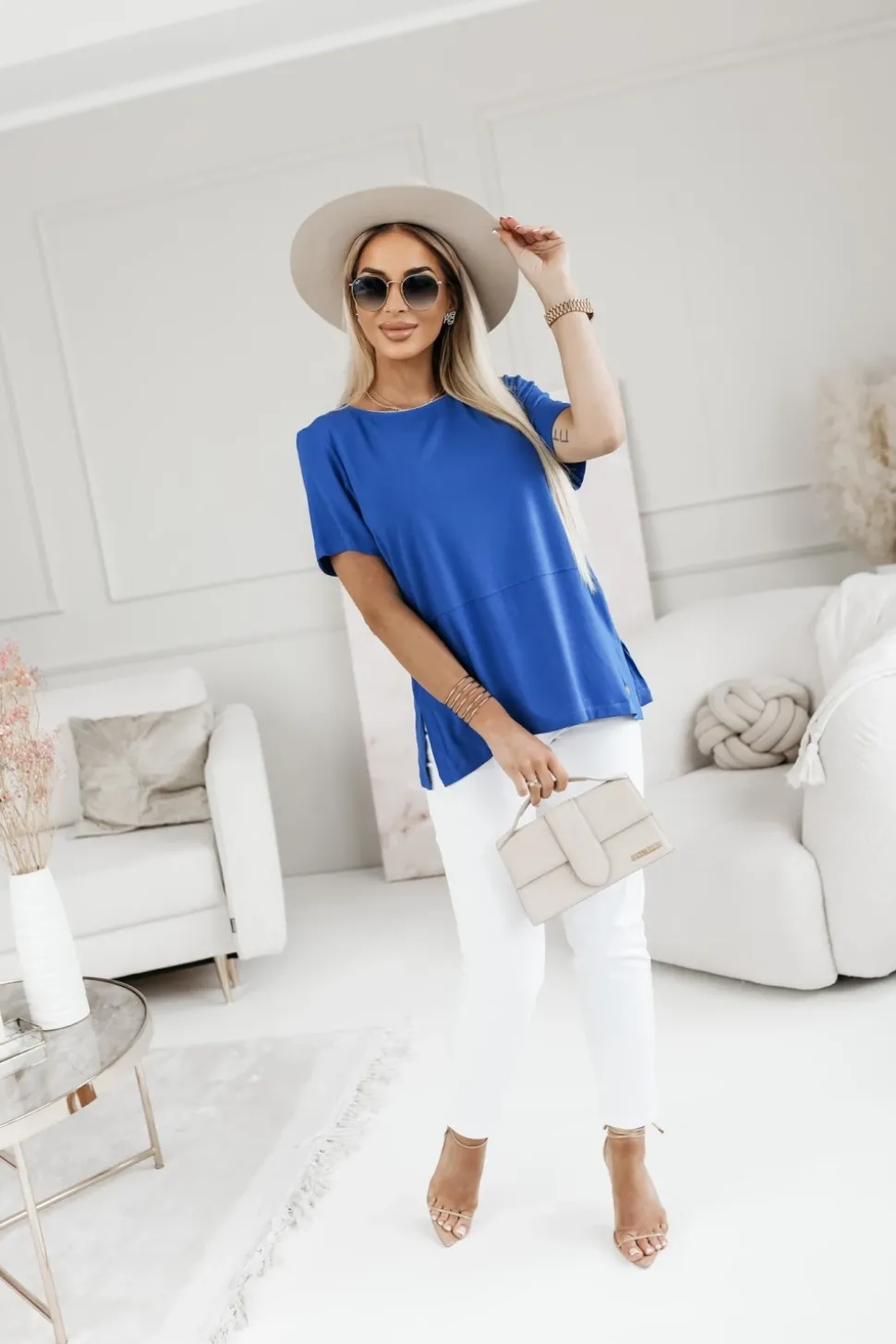 BLUZKA BASIC NIEBIESKA