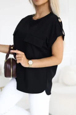 BLUZKA BAWEŁNIANA ASYMETRYCZNA CARGO CZARNA