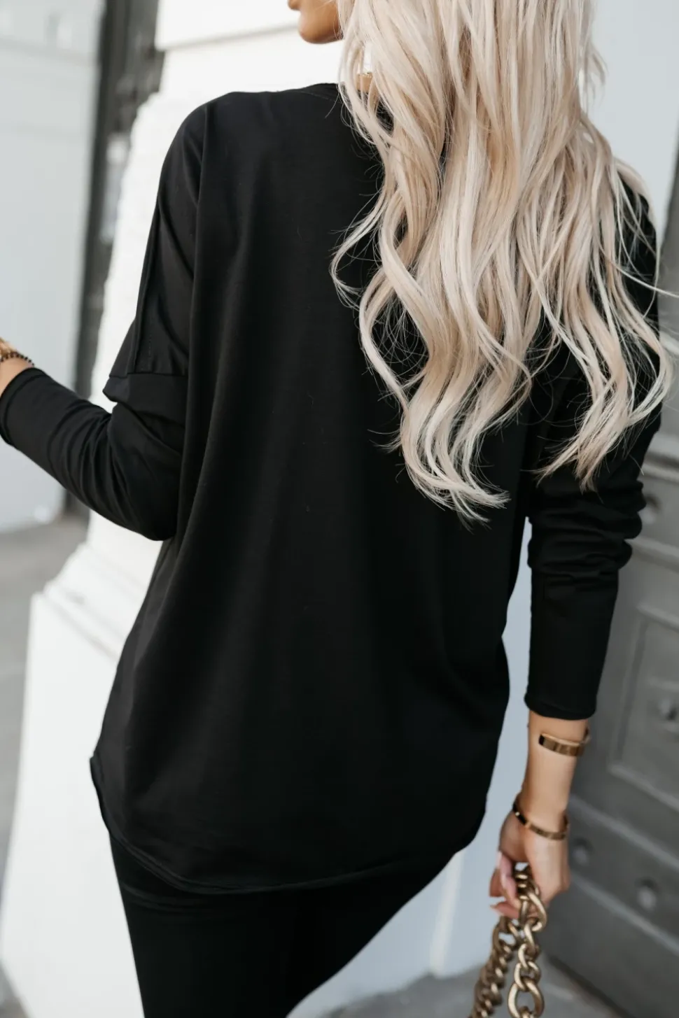 BLUZKA BAWEŁNIANA BASIC LONG GEPARD CZARNA