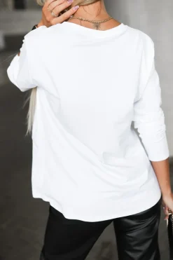 BLUZKA BAWEŁNIANA Z APLIKACJĄ W KSZTAŁCIE SERCA BIAŁA