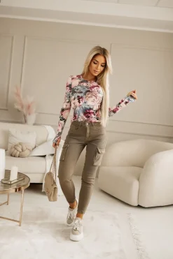 SPODNIE JEANSOWE TYPU CARGO BOJÓWKI MOKKA