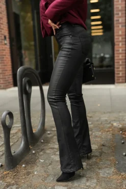 SPODNIE WOSKOWANE FLAM DZWONY CZARNE