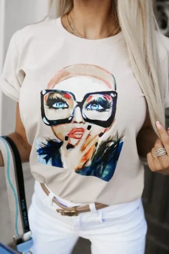 T-SHIRT BAWEŁNIANY WOMAN BEŻOWY