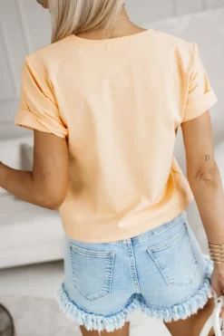 T-SHIRT BAWEŁNIANY Z NADRUKIEM PIESEK W OKULARACH MORELOWY