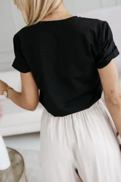 T-SHIRT BAWEŁNIANY Z NADRUKIEM PIESEK W OKULARACH CZARNY