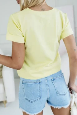 T-SHIRT BAWEŁNIANY Z NADRUKIEM LAMA W CZAPCE ŻÓŁTY