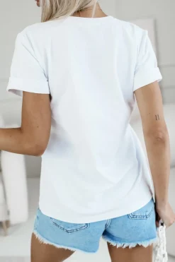 T-SHIRT BAWEŁNIANY Z NADRUKIEM LAMA W CZAPCE BIAŁA