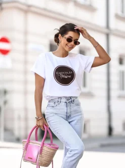 T-SHIRT BAWEŁNIANY Z NADRUKIEM CHOCALAT BIAŁY