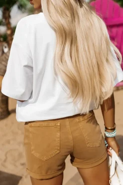 T-SHIRT BAWEŁNIANY Z NADRUKIEM WOMAN BIAŁY