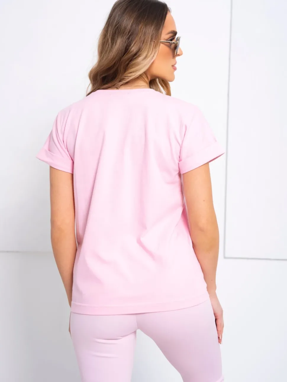 T-SHIRT BAWEŁNIANY Z PIESKIEM RÓŻOWY