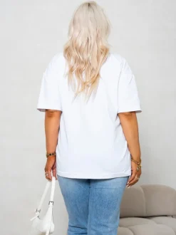 T-SHIRT BAWEŁNIANY Z PRZYSZYTĄ WAŻKĄ BIAŁY