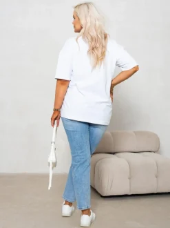 T-SHIRT BAWEŁNIANY Z PRZYSZYTĄ WAŻKĄ BIAŁY