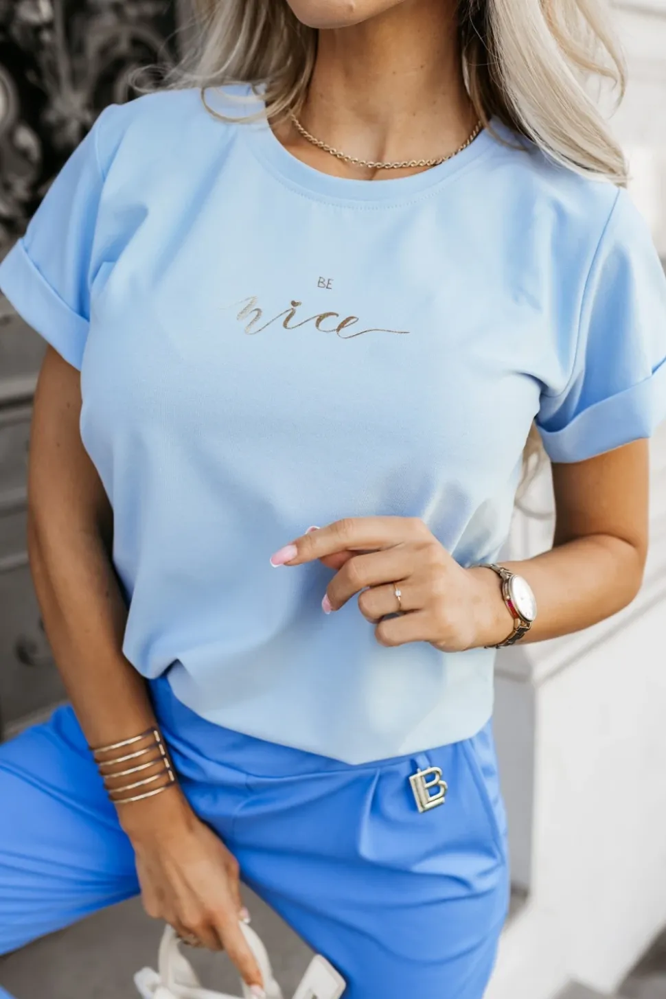 T-SHIRT BE NICE BŁĘKITNY