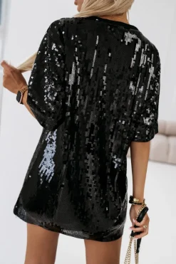 T-SHIRT CEKINOWY RUDOLPH O KROJU OVERSIZE CZARNY