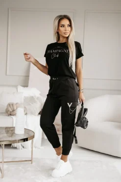 T-SHIRT CHAMPAGNE CLUB CZARNY